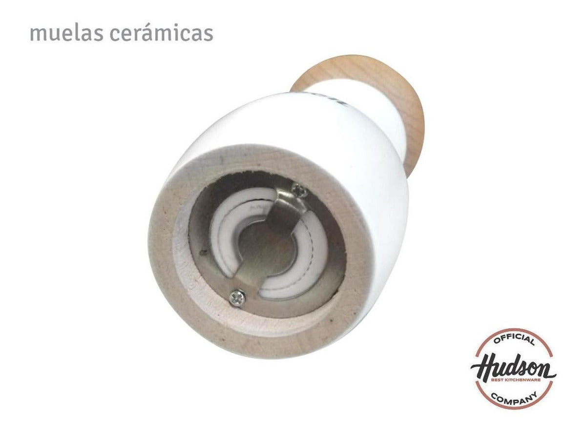 Molinillo De Madera Hudson Laqueado Color Blanco 15 Cm