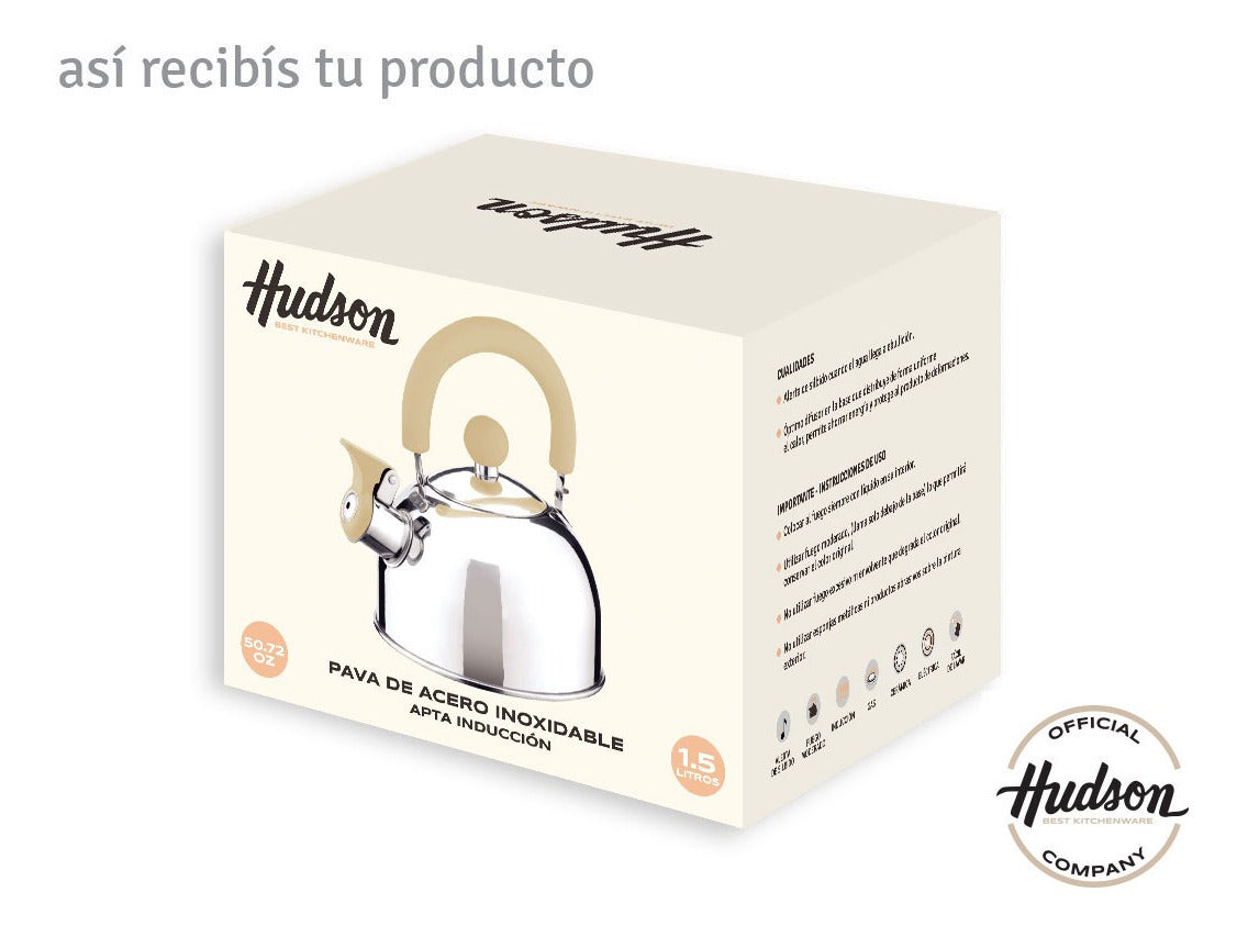 Caldera Silbadora Beige Hudson Acero Inoxidable Pava 1.5 L