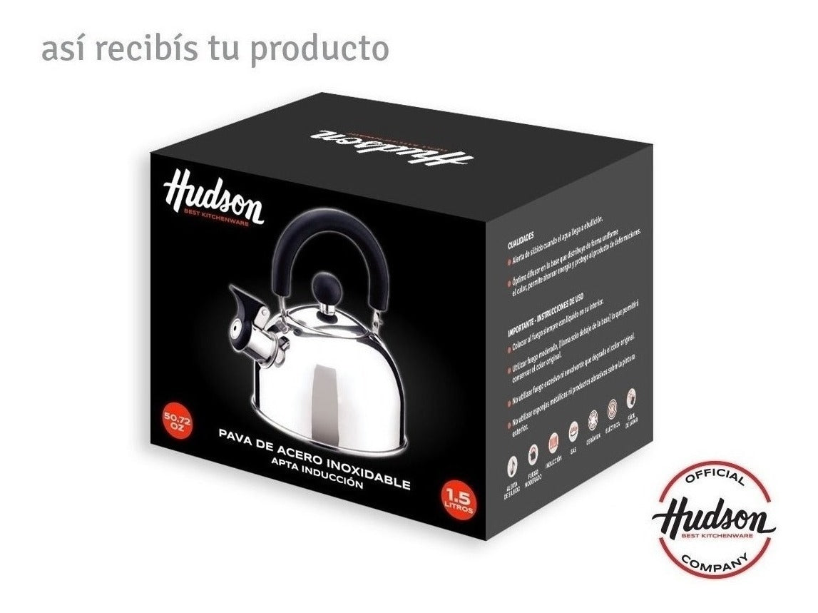 Caldera Silbadora Hudson Acero Inoxidable Pava 1.5 Litros