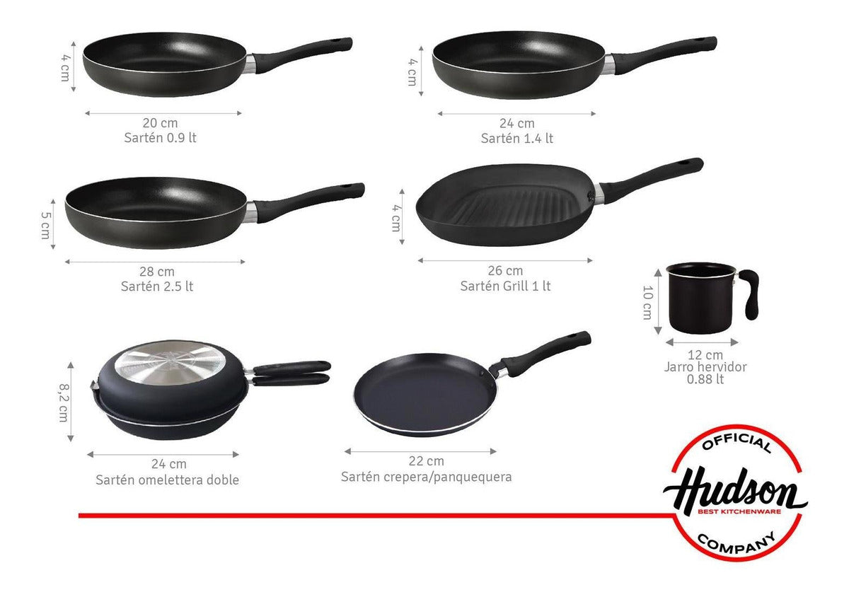 Set 14 Piezas Aluminio Hudson Con Antiadherente