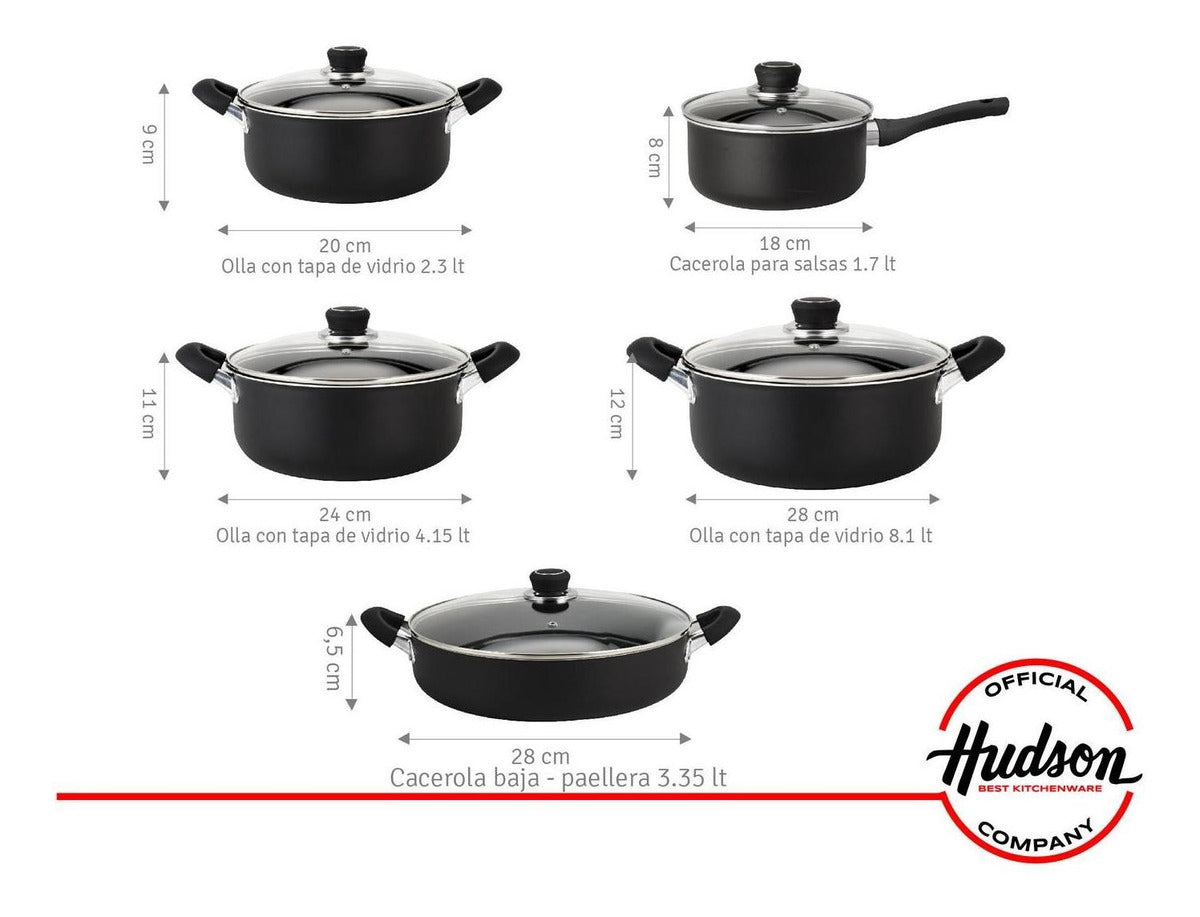 Set 14 Piezas Aluminio Hudson Con Antiadherente