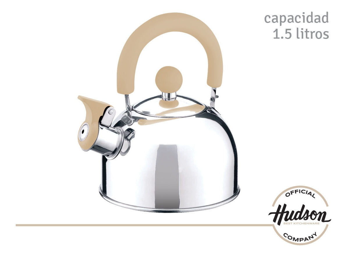 Caldera Silbadora Beige Hudson Acero Inoxidable Pava 1.5 L